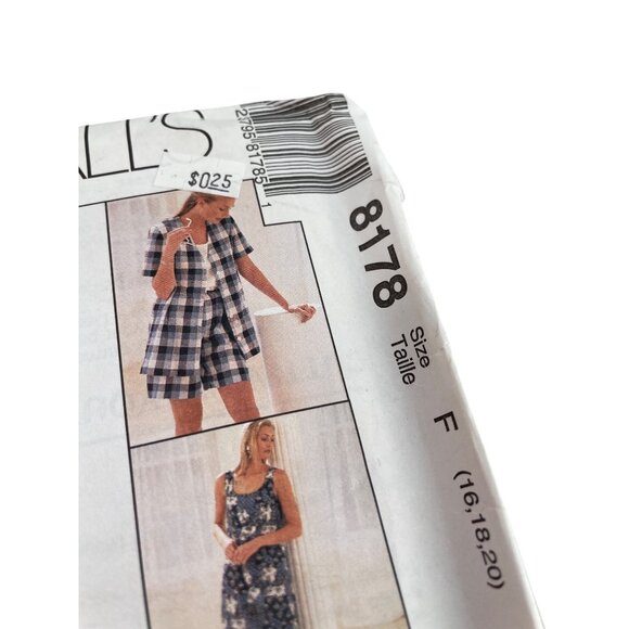 90s McCalls 8178 Sewing Pattern Size F 16-18-20 Misses Vintage Clothing UNCUT - Picture 2 of 7
